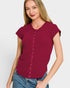 Berry Waffle Knit Snap Button Top