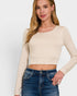 Ivory Long Sleeve Cropped Top