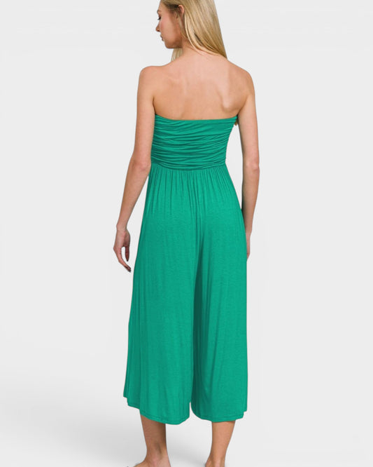 Emerald Strapless Wide Leg Jumpsuit