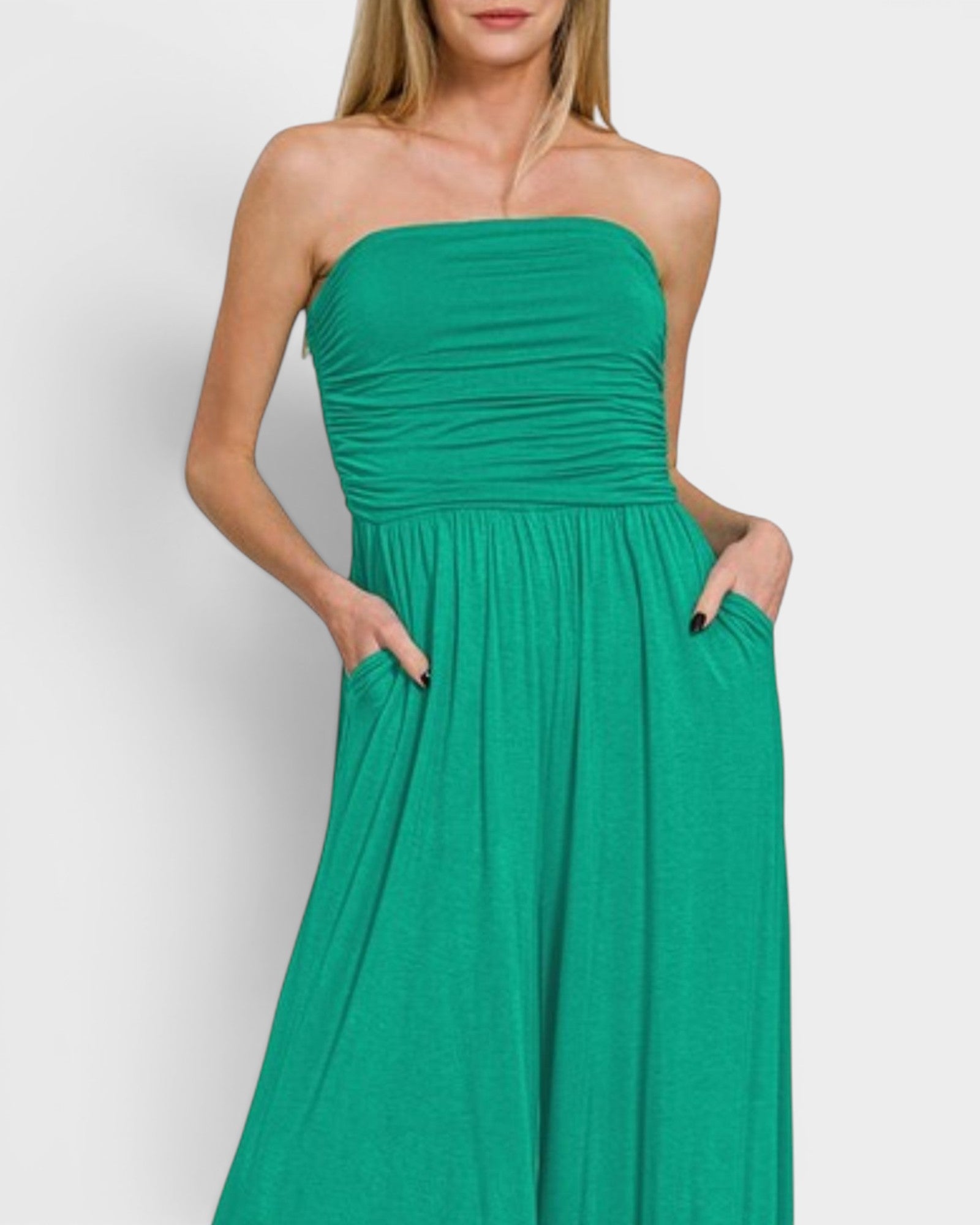 Emerald Strapless Wide Leg Jumpsuit