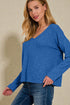 Denim Blue V-Neck Long Sleeve Top
