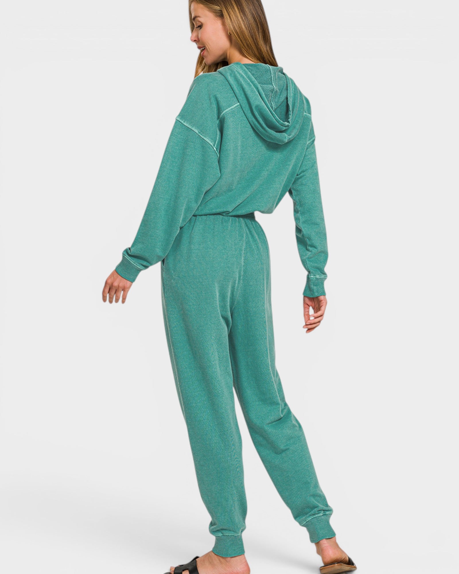 Teal Hooded Jogger Jumpsuit