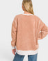 Camel Contrast Trim Split Neck Sweatshirt