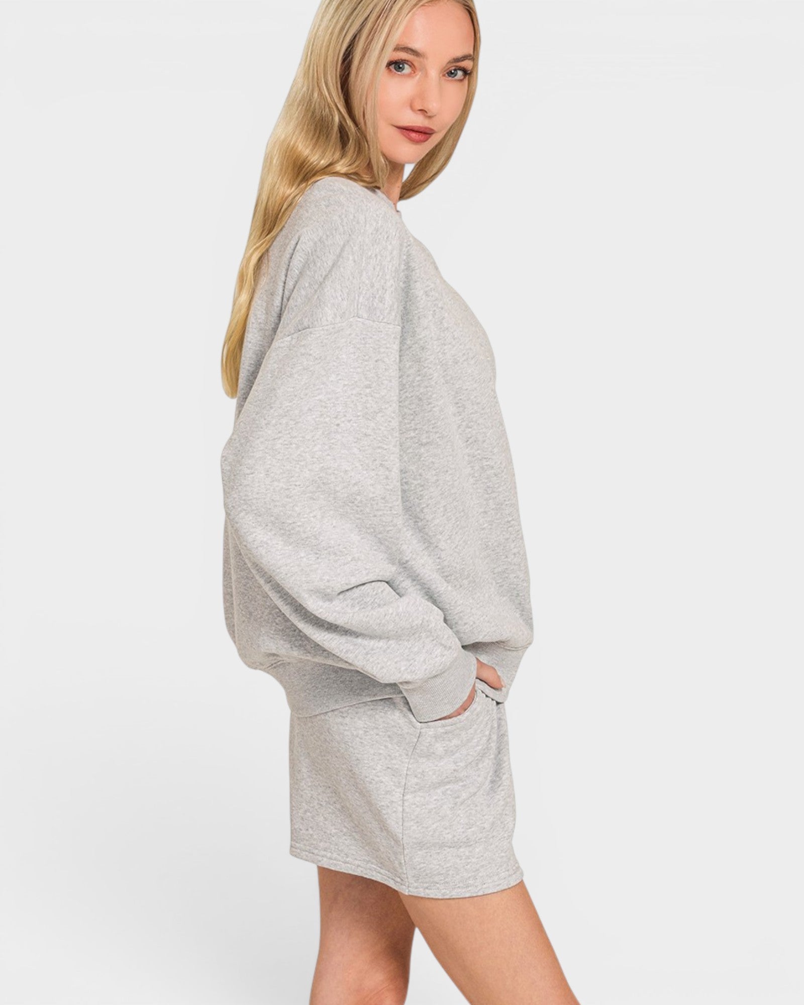 Light Gray Sweatshirt & Shorts Set