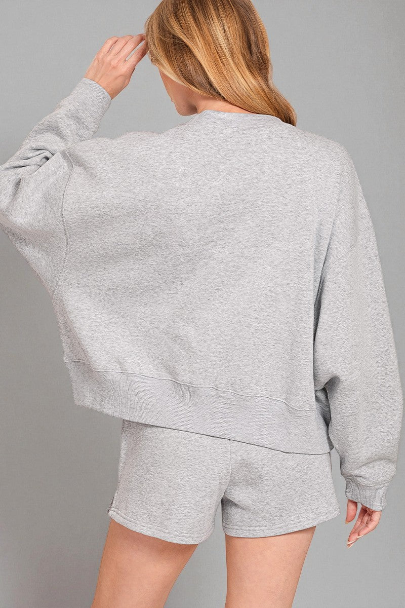 Heather Gray Fleece Pullover & Shorts Set