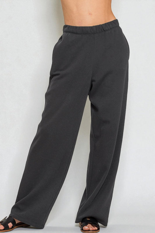 Black Fleece Wide Leg Pants