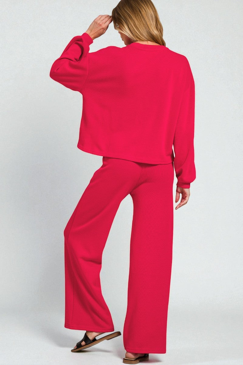 Rosewood Wide Leg Lounge Set