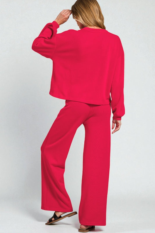 Rosewood Wide Leg Lounge Set