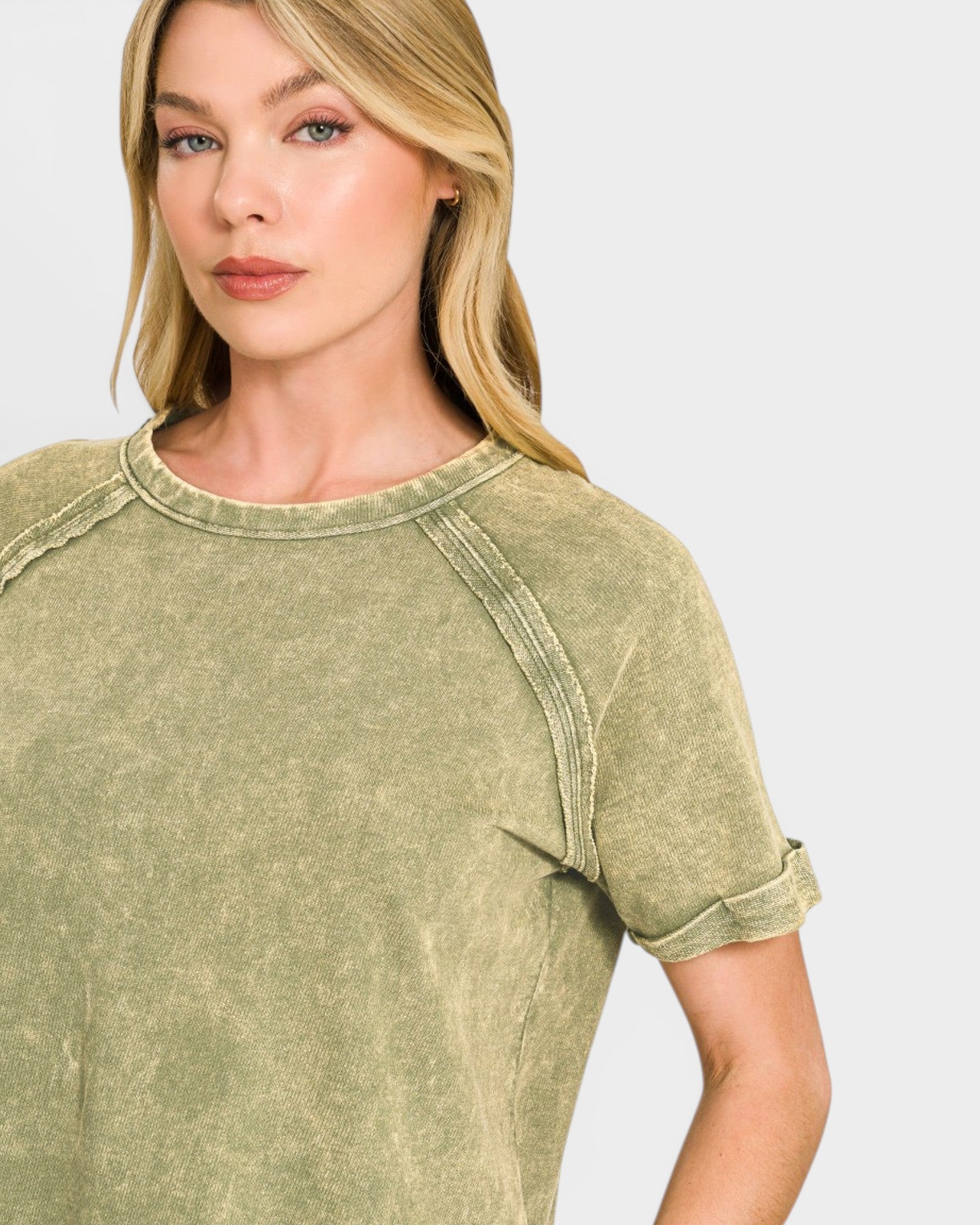 Olive Mineral Wash Cotton Tee