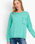 Turquoise Brushed Hacci-Knit Pocket Top