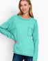 Turquoise Brushed Hacci-Knit Pocket Top