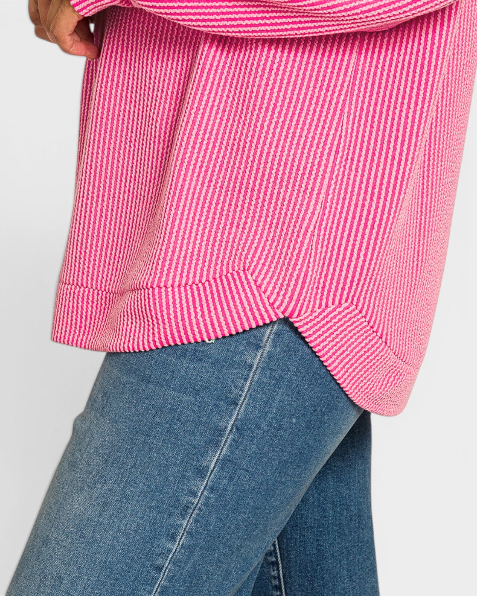 Bubblegum Pink Ribbed Long Sleeve Top
