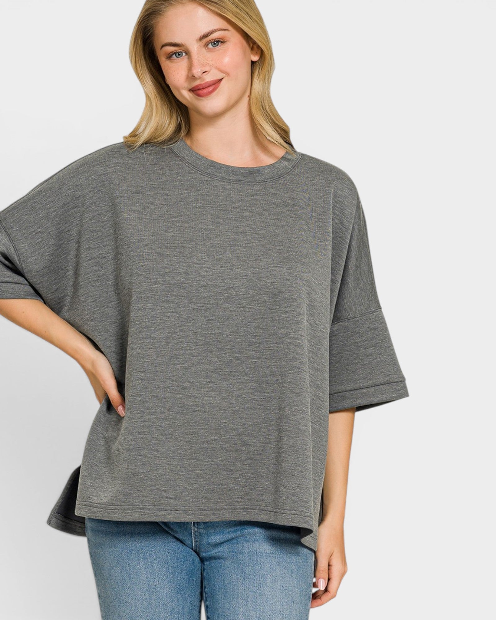 Charcoal Scuba Knit Oversized Top