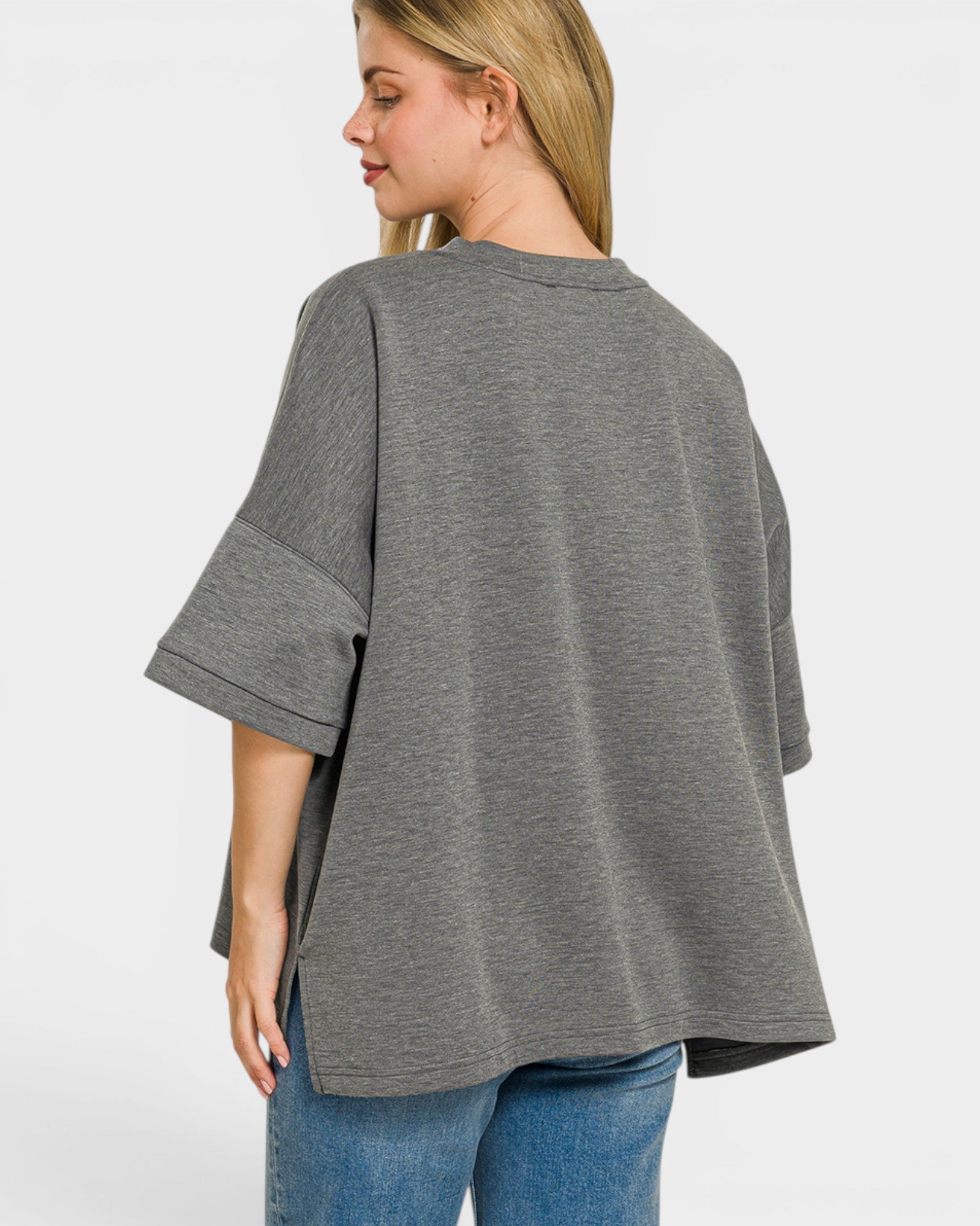 Charcoal Scuba Knit Oversized Top