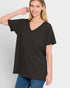 Camiseta de manga corta con cuello en V en color negro