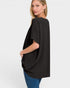 Top de manga corta con cuello en V en negro
