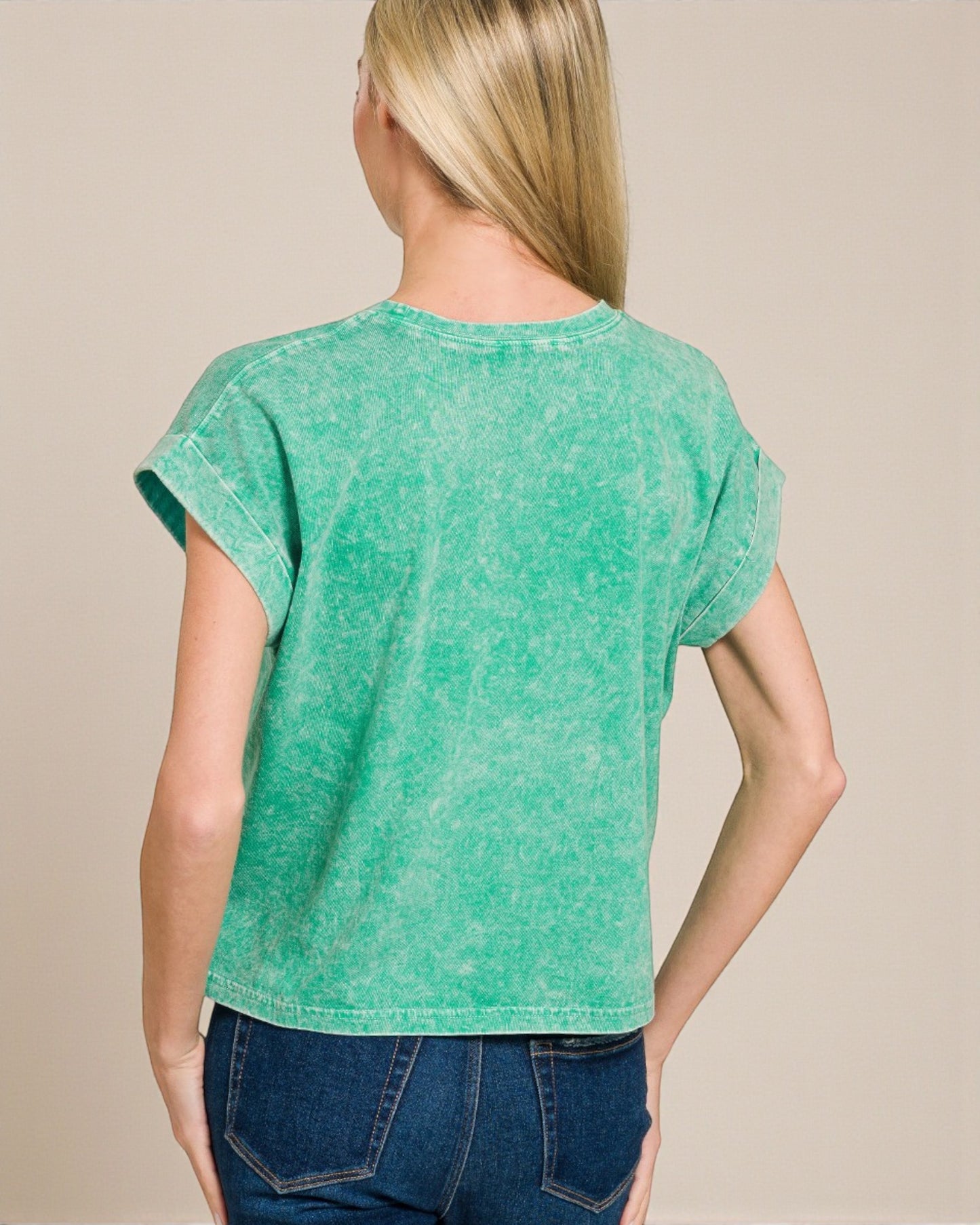 Mint Mineral Wash Boxy Tee