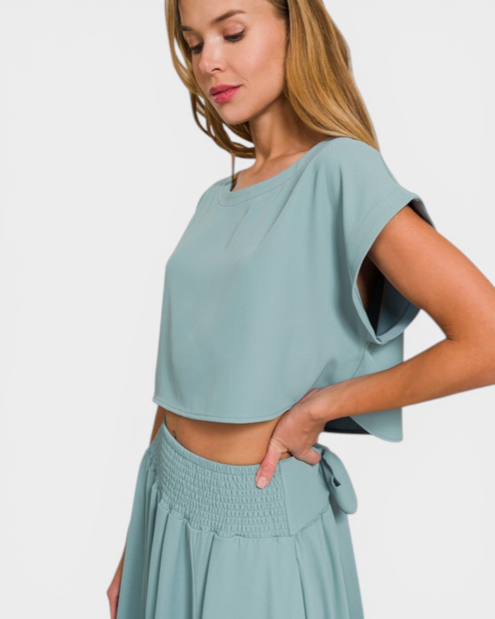 Sea Mist Crop Top & Maxi Skirt Set