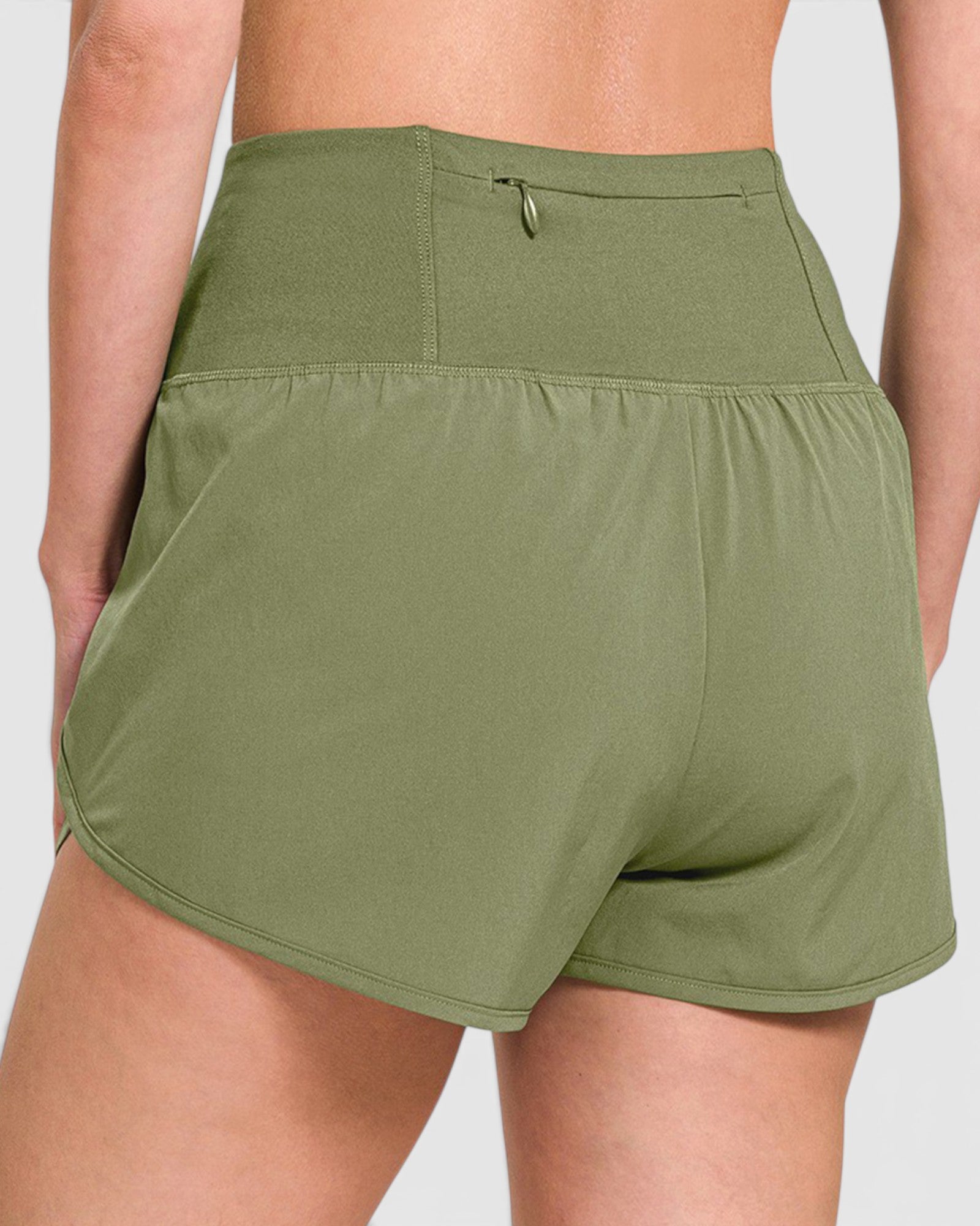 Light Olive High Waist Lined Active Shorts