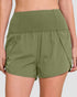 Light Olive High Waist Lined Active Shorts