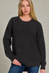 Charcoal Waffle Knit Crewneck Sweater