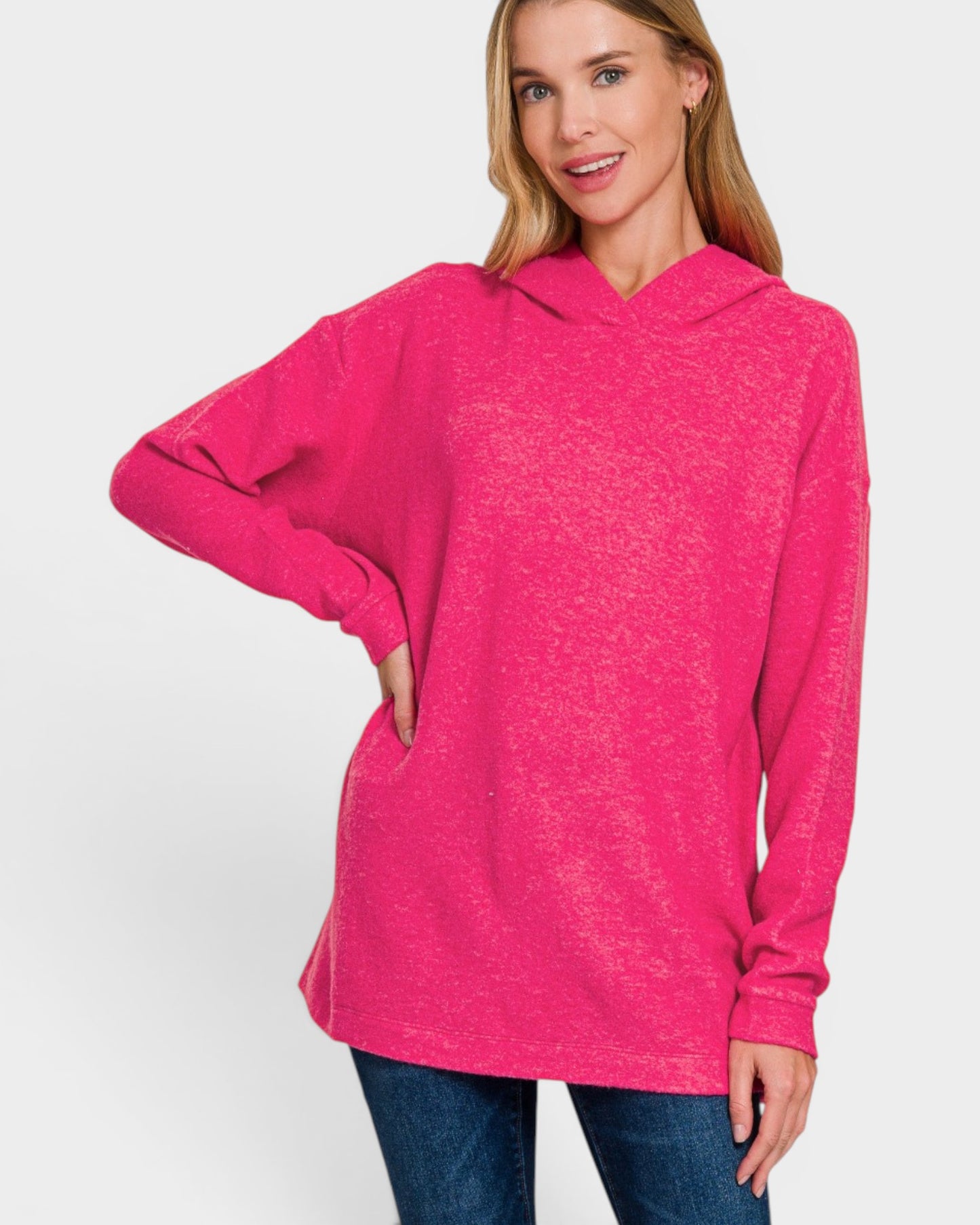 Fuchsia Brushed Hacci Hoodie