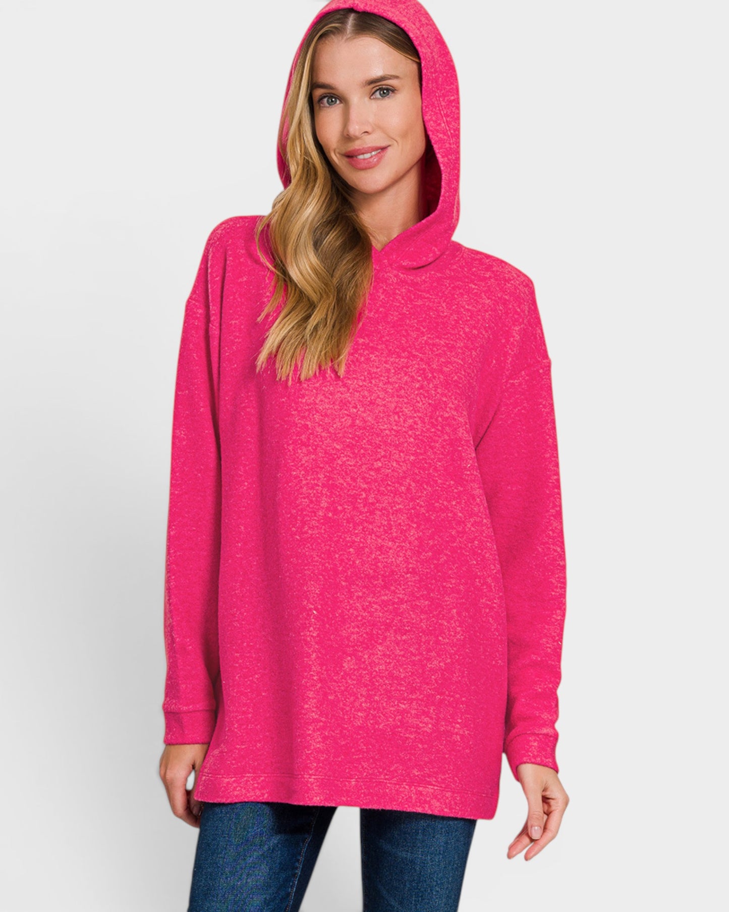 Fuchsia Brushed Hacci Hoodie