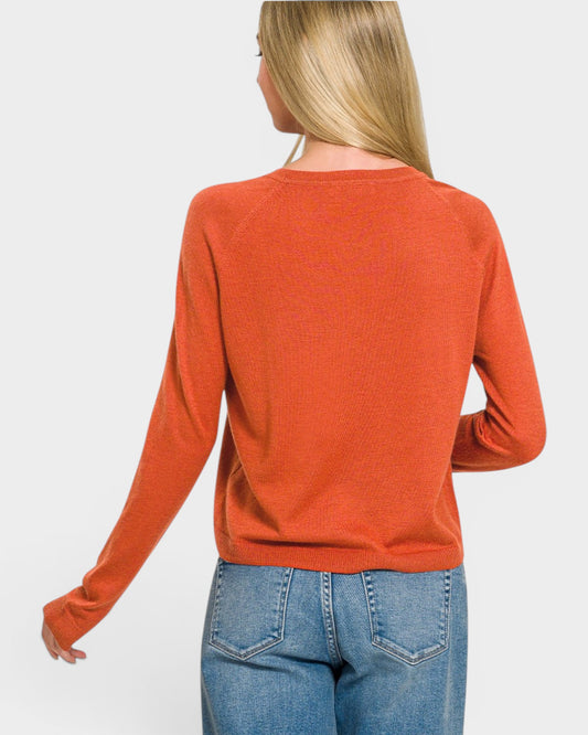 Rust Lightweight Crew Neck Sweater