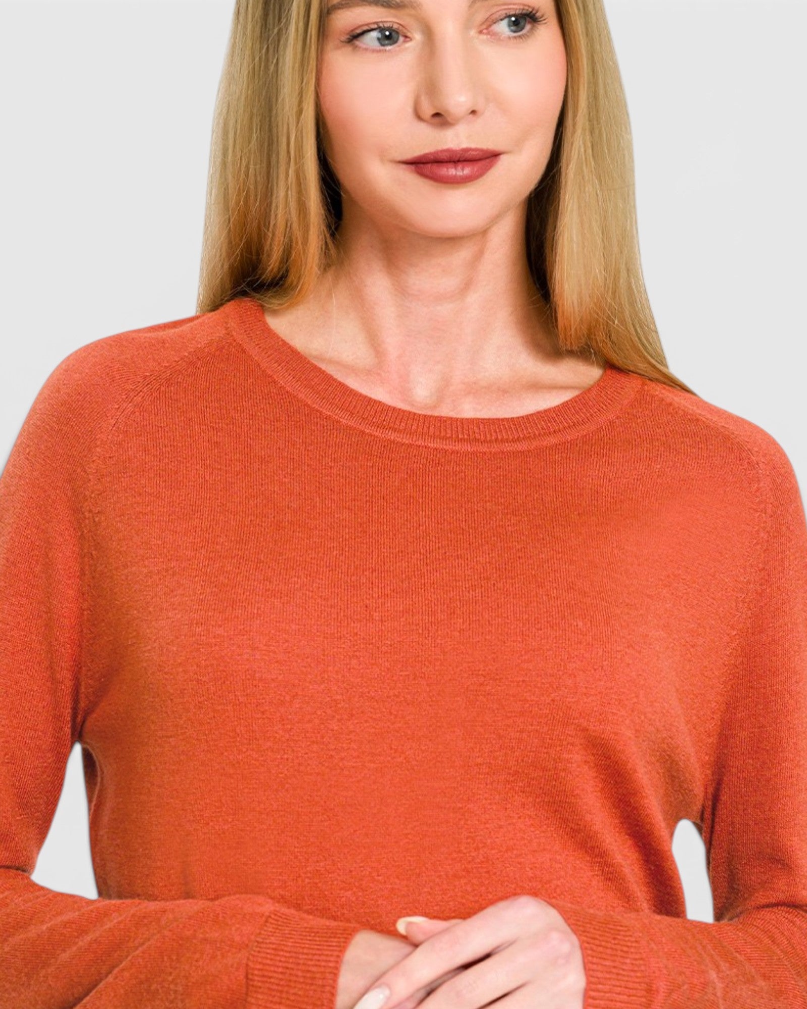 Rust Lightweight Crew Neck Sweater
