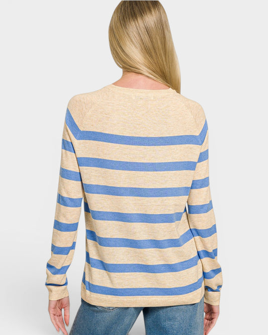 Oatmeal & Blue Striped Sweater