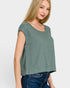 Sage Linen Blend Cap Sleeve Top