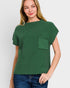 Forest Green Cotton Knit Short Sleeve Top
