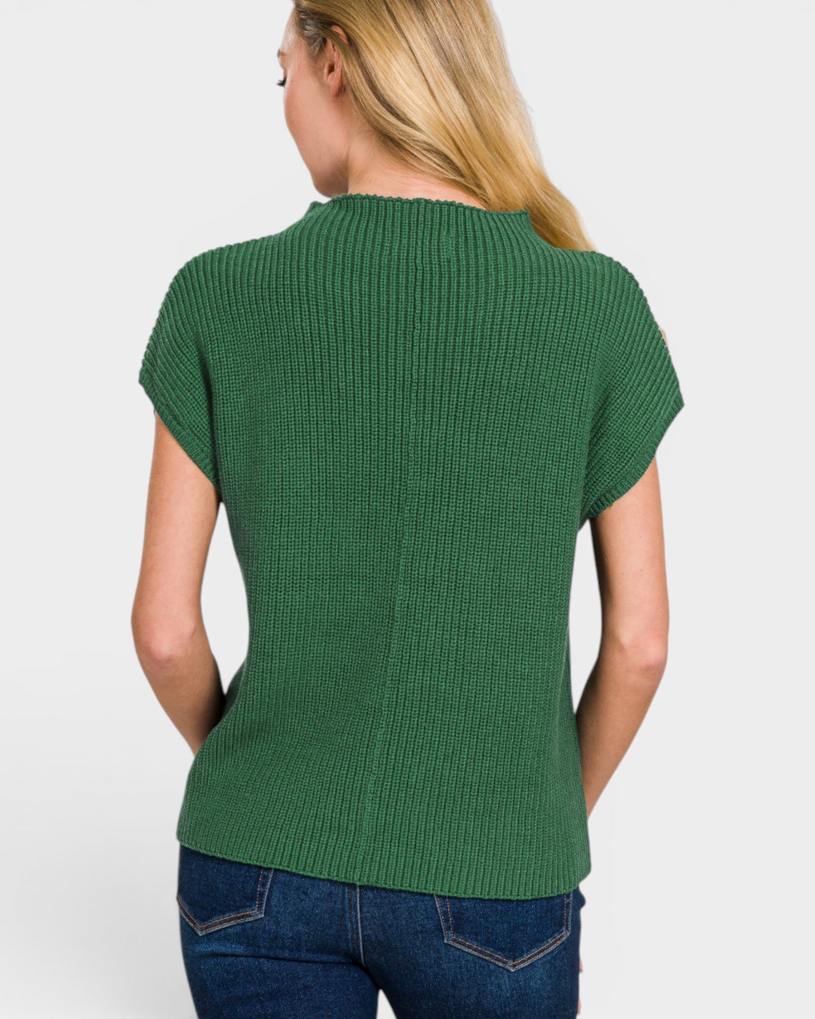 Forest Green Cotton Knit Short Sleeve Top