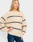 Taupe Striped Mock Neck Sweater