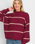 Cabernet Striped Mock Neck Sweater