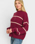 Cabernet Striped Mock Neck Sweater