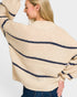 Taupe Striped Mock Neck Sweater
