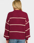 Cabernet Striped Mock Neck Sweater