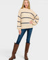 Taupe Striped Mock Neck Sweater