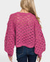 Fuchsia Open Knit Cropped Sweater