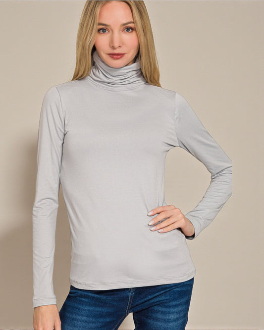 Light Gray Long Sleeve Turtleneck Top