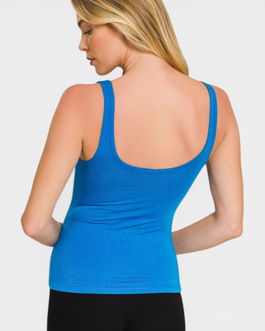 Bright Blue Double Layer V-Neck Tank