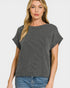 Charcoal Textured Cap Sleeve Top