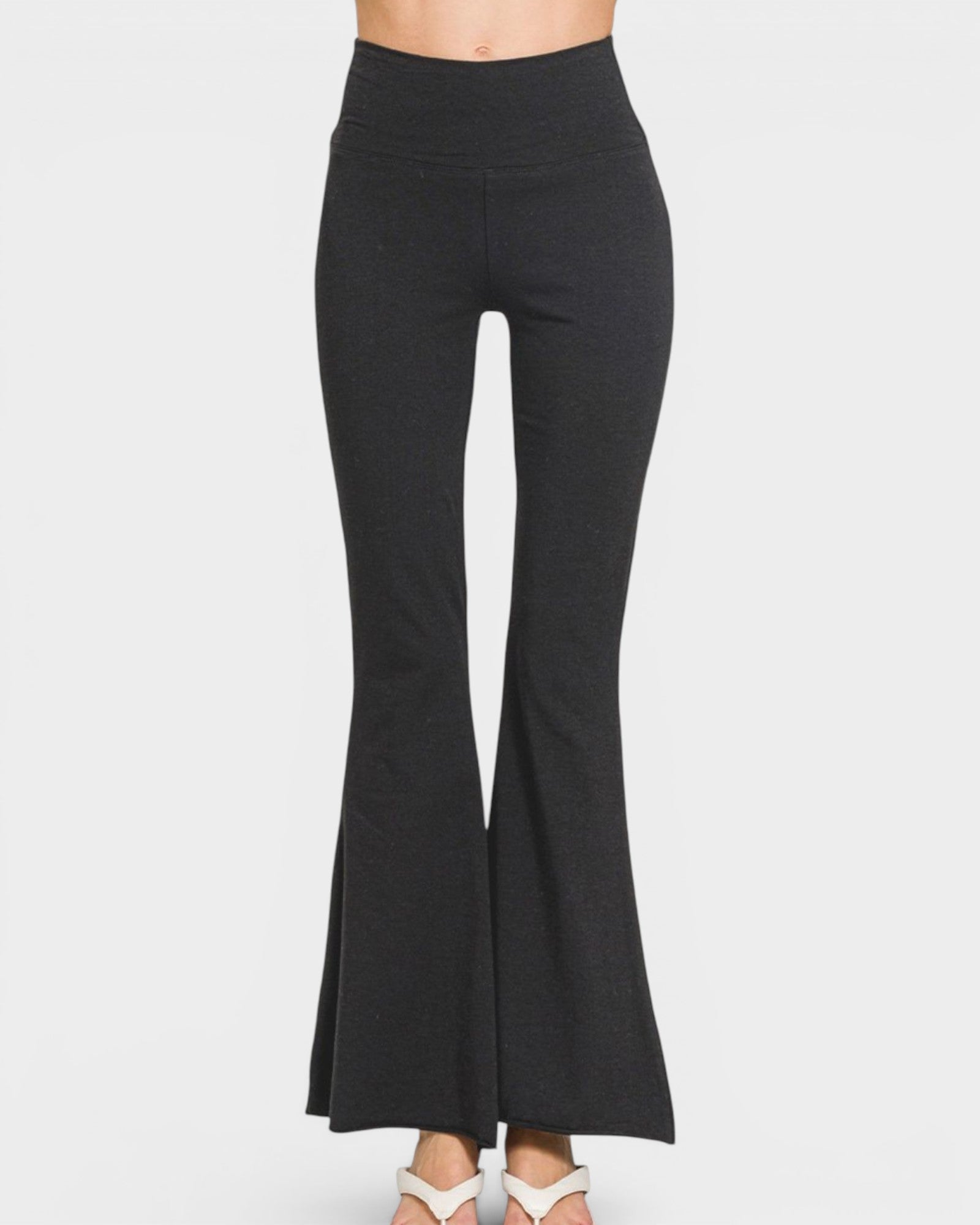Black Foldover Flare Pants
