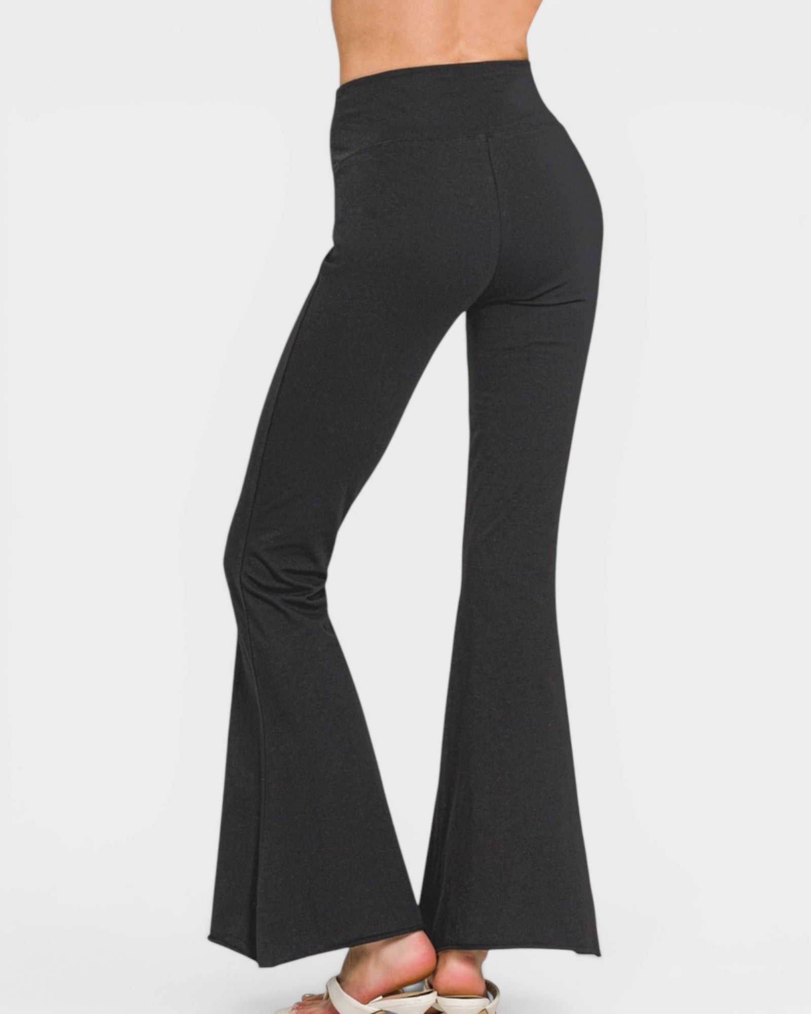Black Foldover Flare Pants