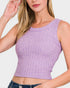 Top corto con canalé en color lavanda