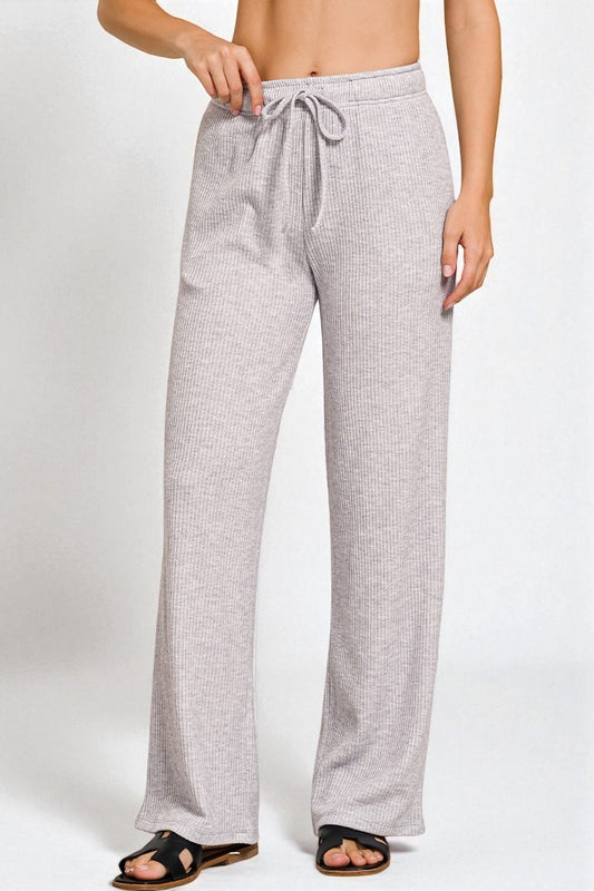 Heather Gray Ribbed Knit Lounge Pants