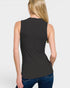 Charcoal Ribbed Mock Neck Sleeveless Top