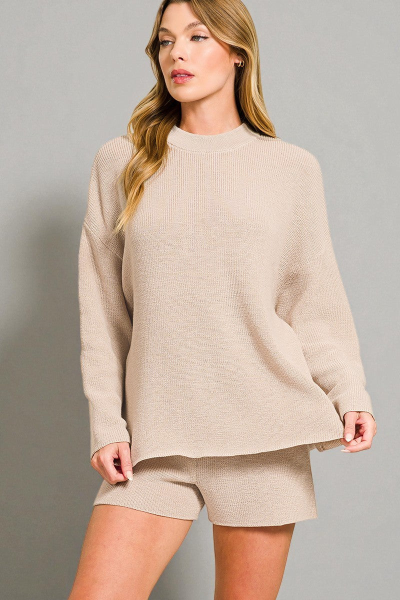 Oatmeal Ribbed Lounge Set