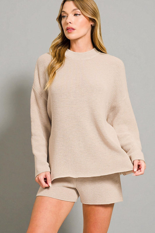 Oatmeal Ribbed Lounge Set